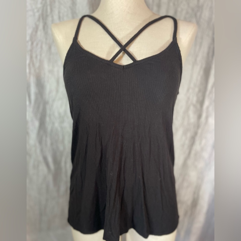 Hollister black tank top strappy front & back  S